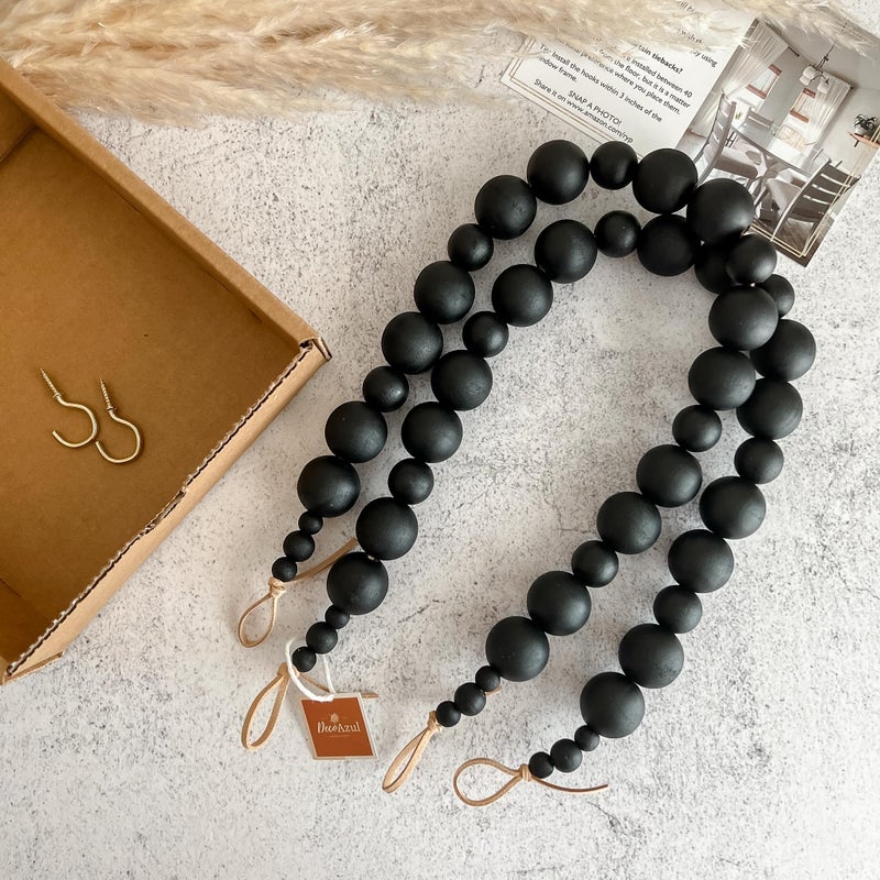 Deco Azul Black Curtain Tiebacks Boho - Black Curtain holdbacks - Farmhouse Curtain tiebacks - Black tie backs - Black curtain tie back hooks - Set of 2 - Image 2